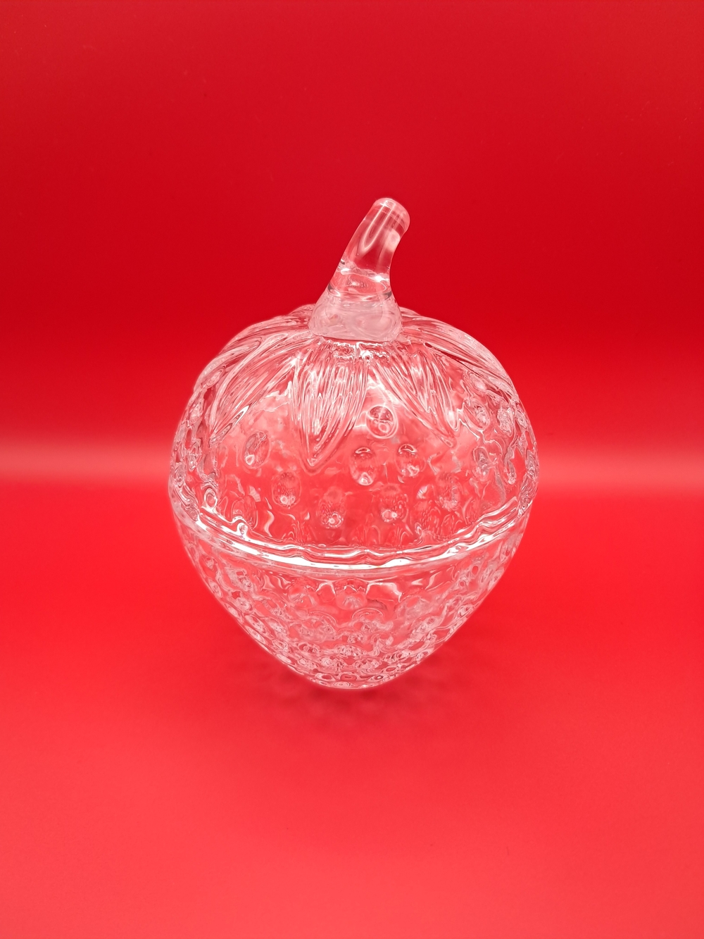 Crystal Glass Strawberry Trinket Candy Jar Jewelry Box Studio by Godinger Decor